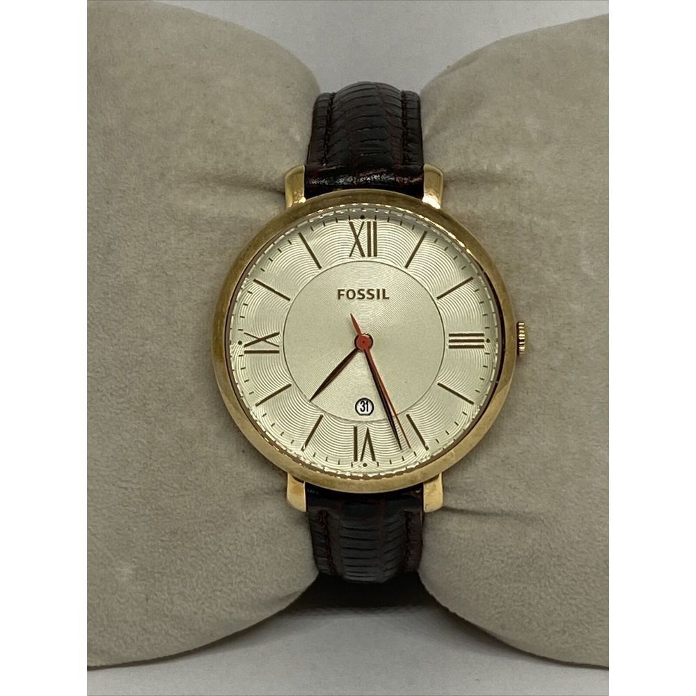 Fossil Jacqueline ES3487 Women Brown Leather Strap Analog Cream Dial Watch EY330